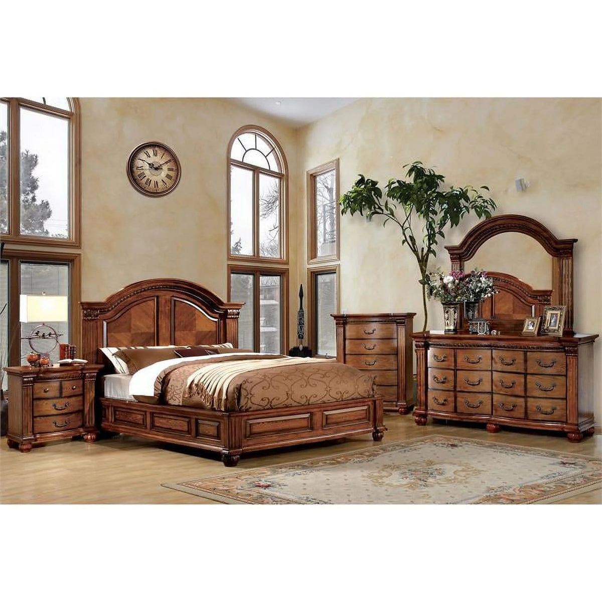 Solid Wood Queen Panel Bed O8265