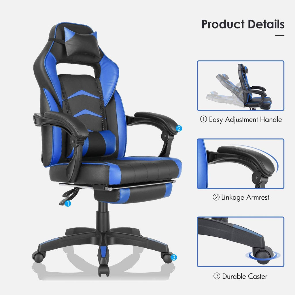 Blue Ergonomic Swivel Reclining Office Gaming Chair L6129
