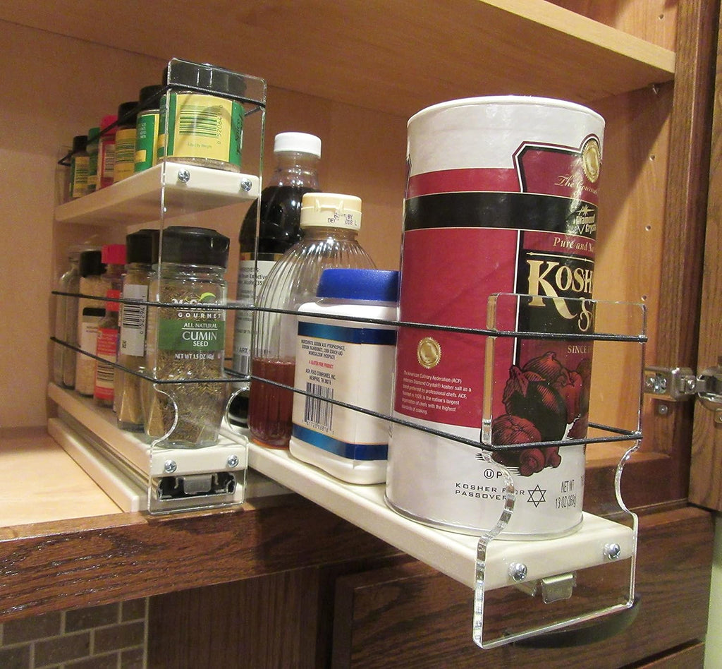 Combo 2 Tier Spice Rack Drawer and Storage Organizer Drawer Q9575