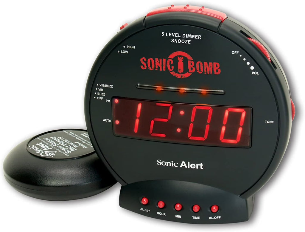 Black Dual Extra Loud Alarm Clock with Bed Shaker S107097