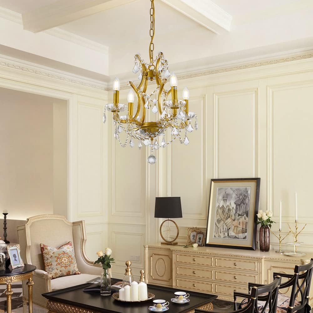 4-Light Gold Crystal Chandelier U600