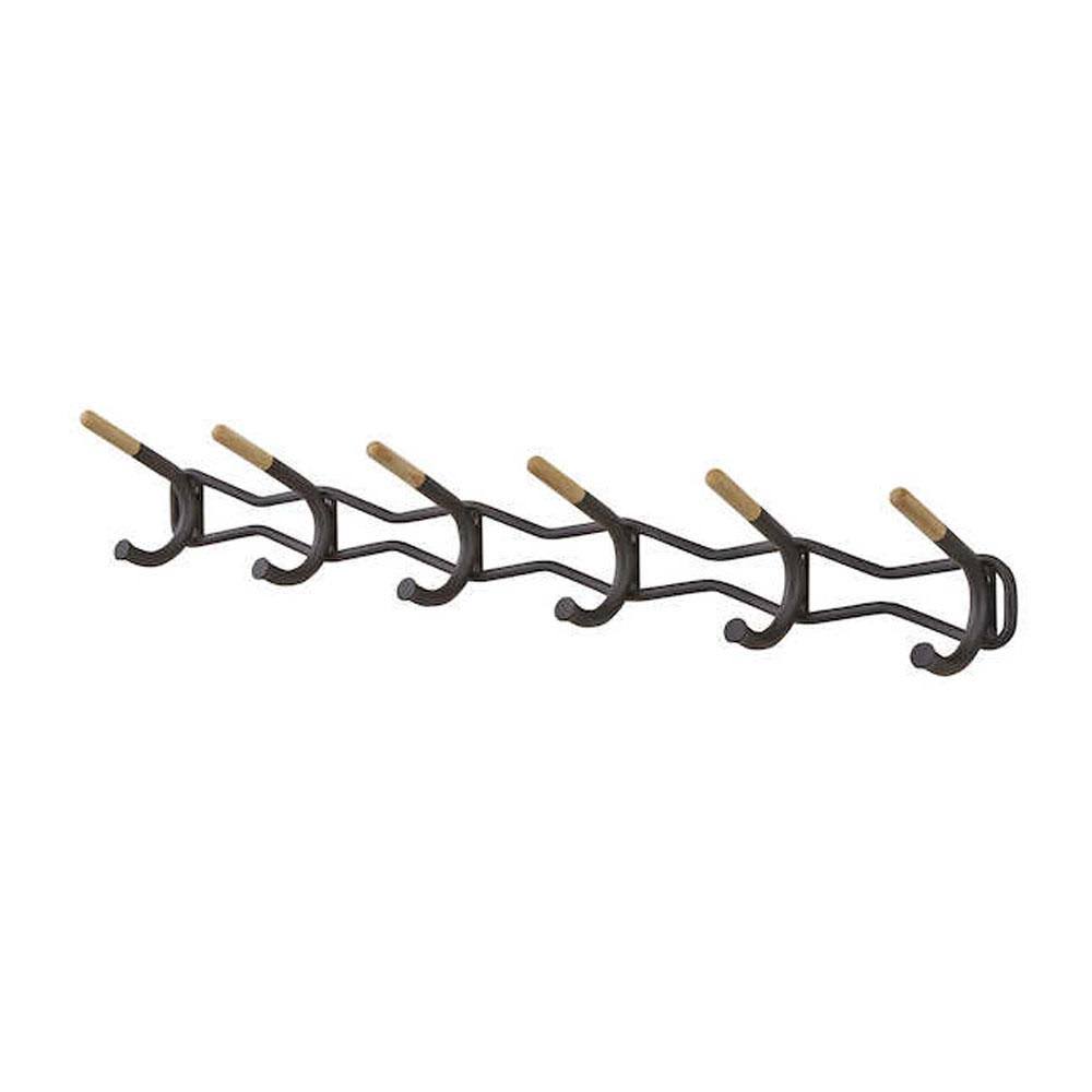 6 Hook Black Coat Wall Rack K9455