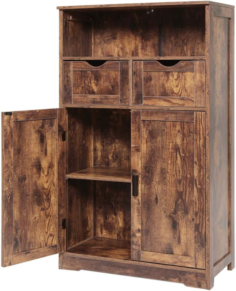 Dark Brown Storage Cabinet with 2 Drawers and 2 Shelves A261