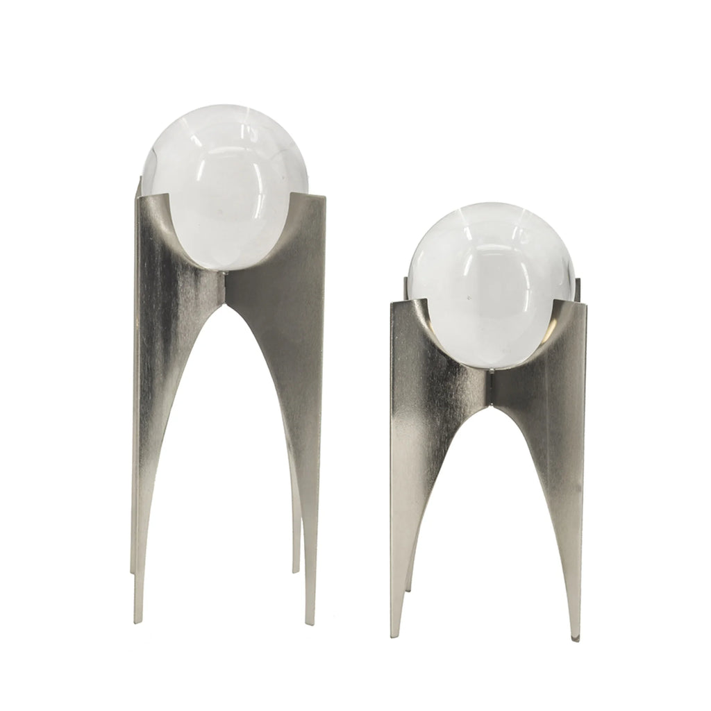 Silver Crystal Ball Statues with Stand 2ct D45557