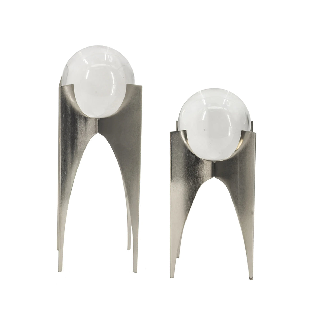 Silver Crystal Ball Statues with Stand 2ct D45557