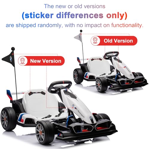 24V Electric Go Kart with Two 200W Motors, LED Lights, Adjustable Seat (White) B3334