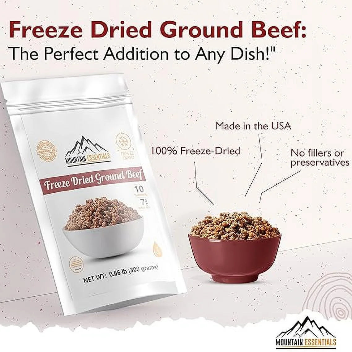 Freeze Dried Ground Beef Fully Cooked, Pack of 12, 10 serving W555
