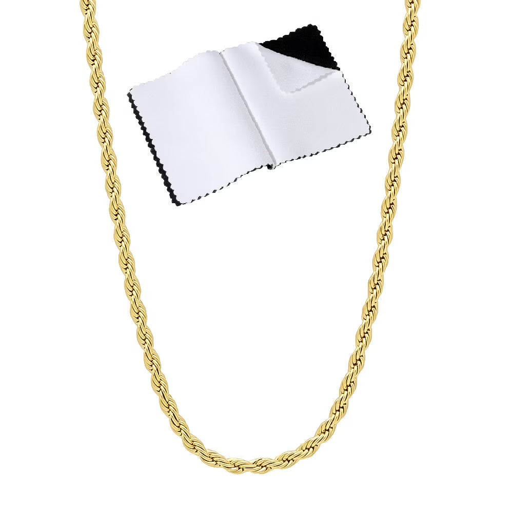 14k Yellow Gold Plated Twisted Rope Chain Necklace, 22 inches C830169