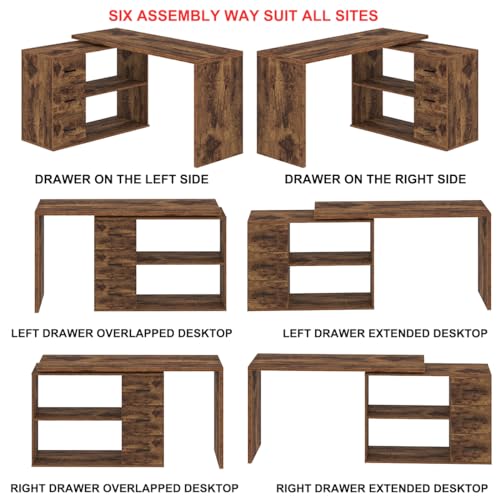 Black L Shaped Computer Desk with Drawers, 55 Inch V256739
