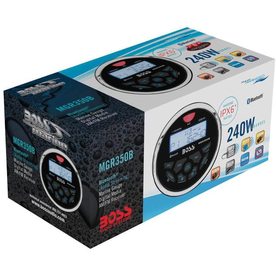 3x22 Gauge Marine MP3 Radio Receiver Bluetooth ATV Boat with 6.5x22 Speakers B33822