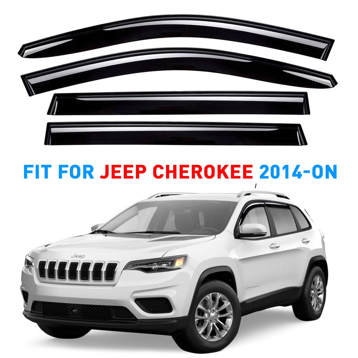 Smoke Tinted Tape-On Side Window Vent Visor Deflectors Rain Guards 4pcs Y5556