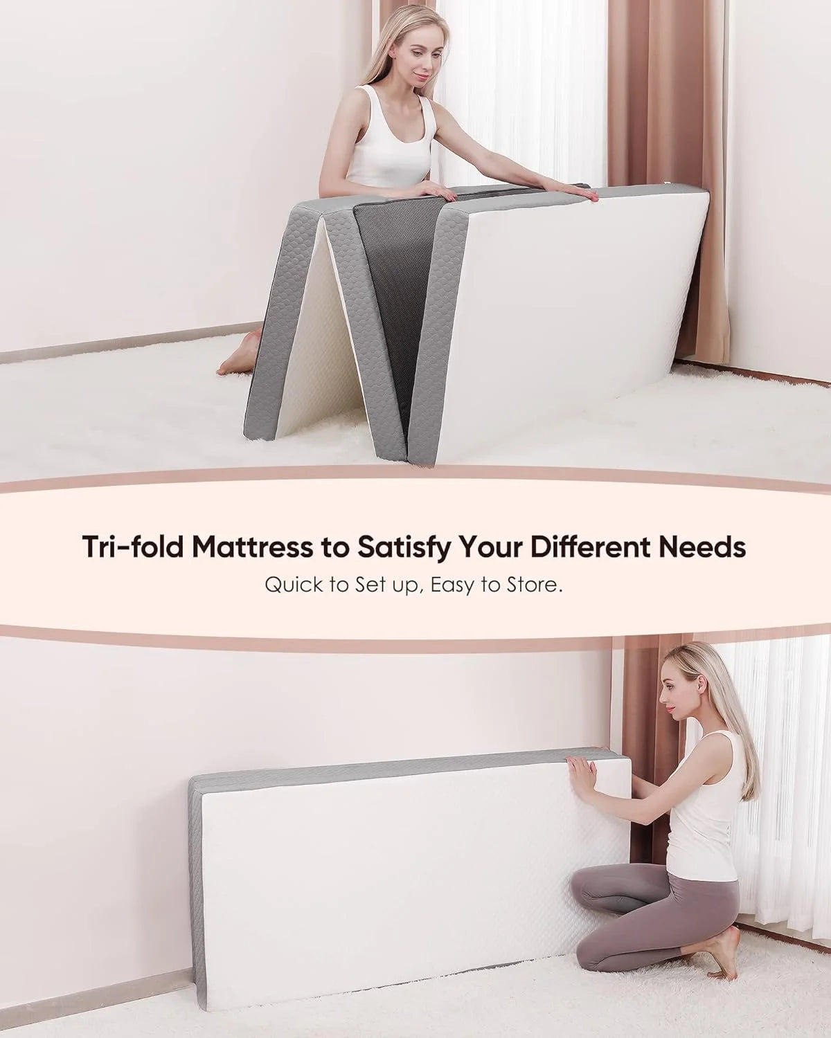 Queen Size 4 inch Foldable Memory Form Mattress with Storage Bag U988