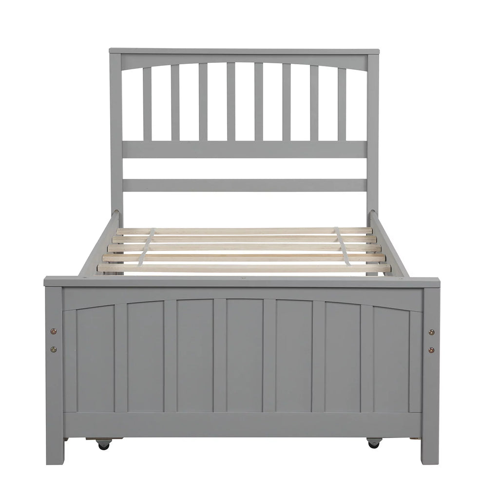 White Twin Bed Frame with Trundle X6066