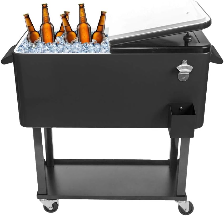 80 Quart Rolling Ice Chest with Shelf M604