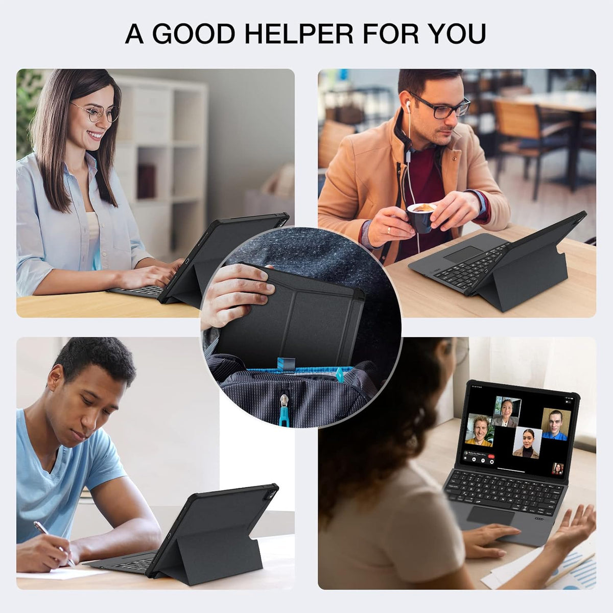 Leather Folio Case with Keyboard for iPad Pro 12.9 inch H6573