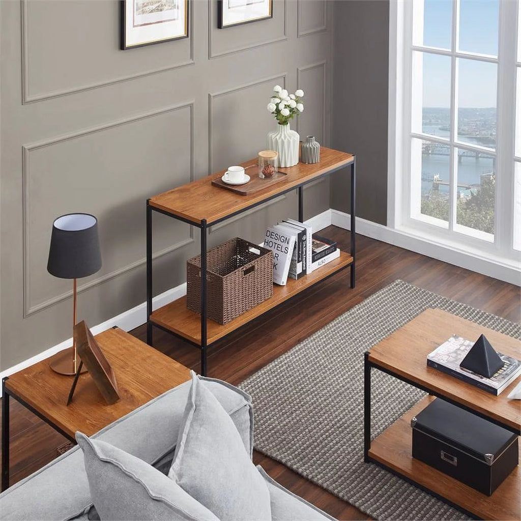 Oak Wood Console Table with Storage Shelf X8209