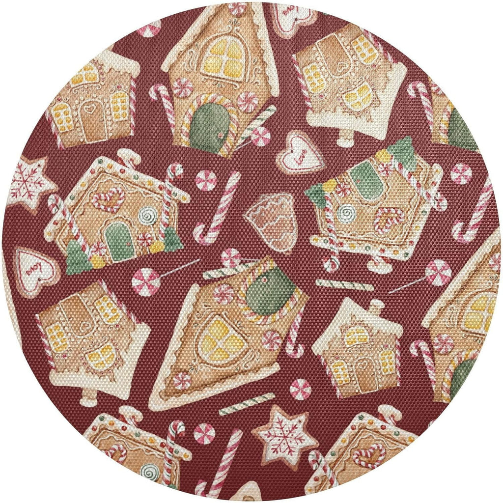 Christmas Gingerbread House Round Placemats Set of 6 Non-Slip PVC Washable Heat Resistant 15.4 Inch M905200