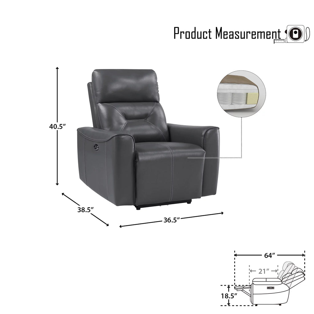 Dark Gray Faux Leather Power Reclining Chair I599