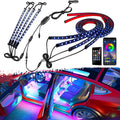 Car LED Underglow Lights Kit 4PCS+4PCS Underbody Neon Accent Lights with APP Bluetooth Remote Control DC12V RGB C93668