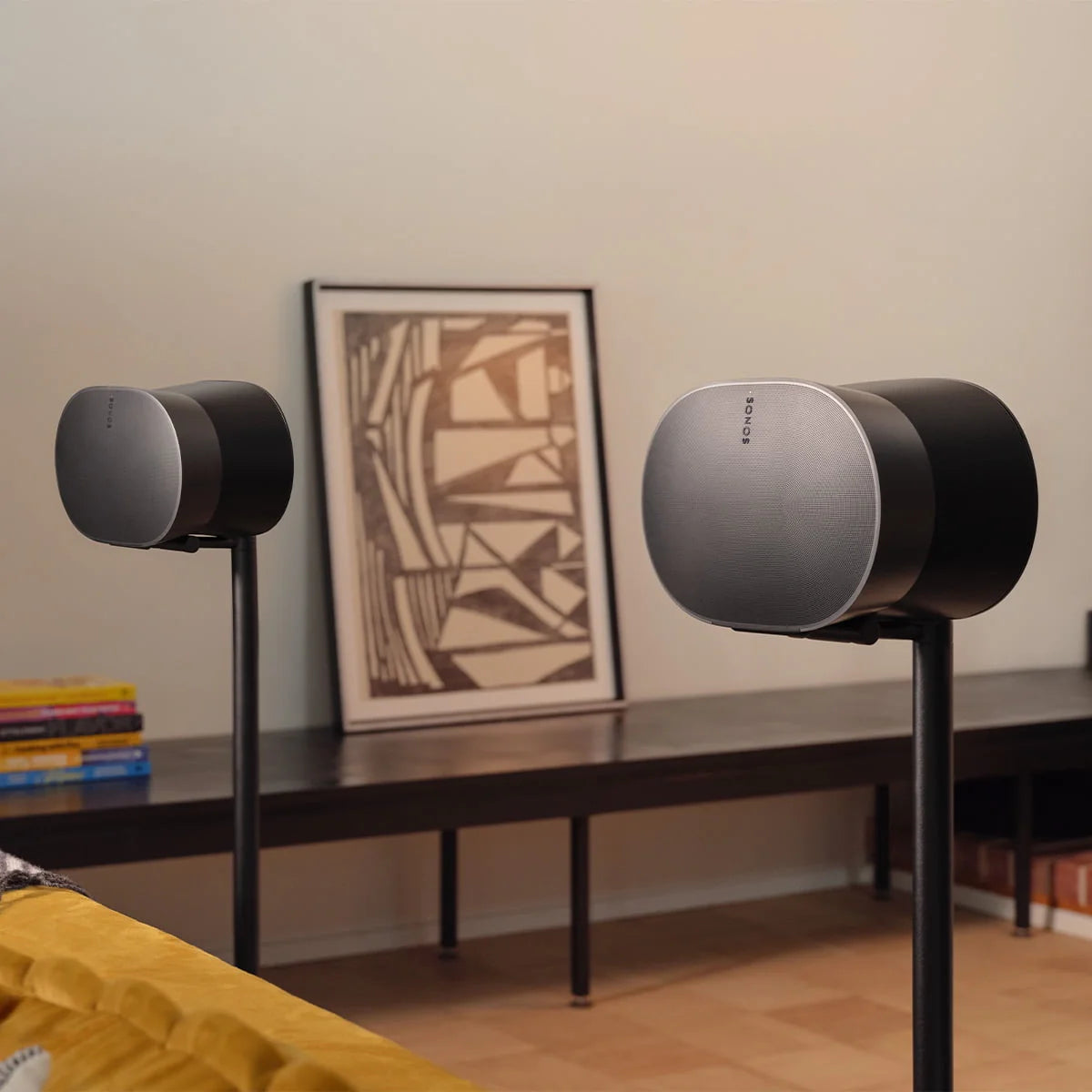 Black Wireless Soundbar, Subwoofer, and Pair of Smart Speakers X6820