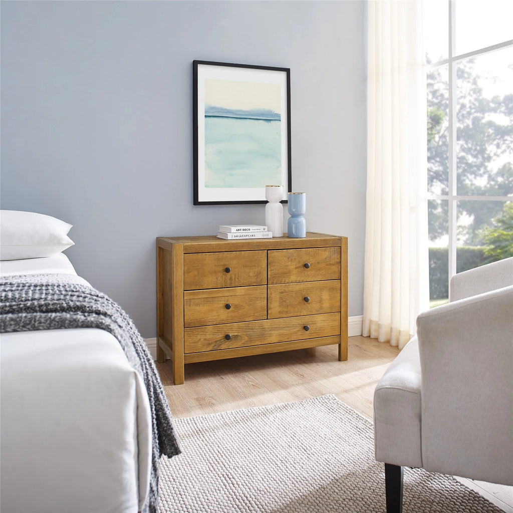 Rustic Wood 5-Drawer Dresser E25313