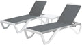 Gray Adjustable Patio Chaise Lounge Chair with Table G728171