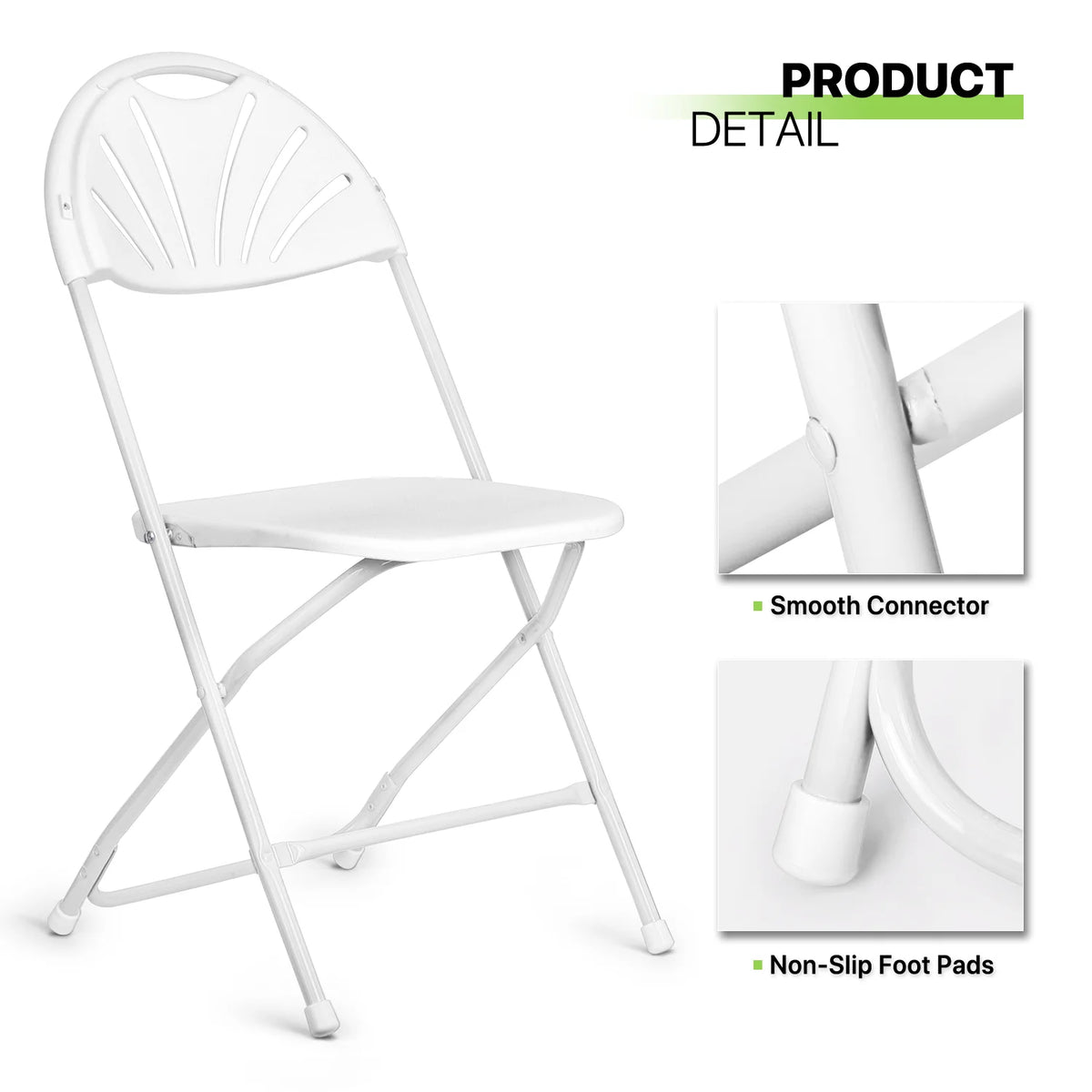 White Plastic Stackable Foldable Chair 10pcs Q304