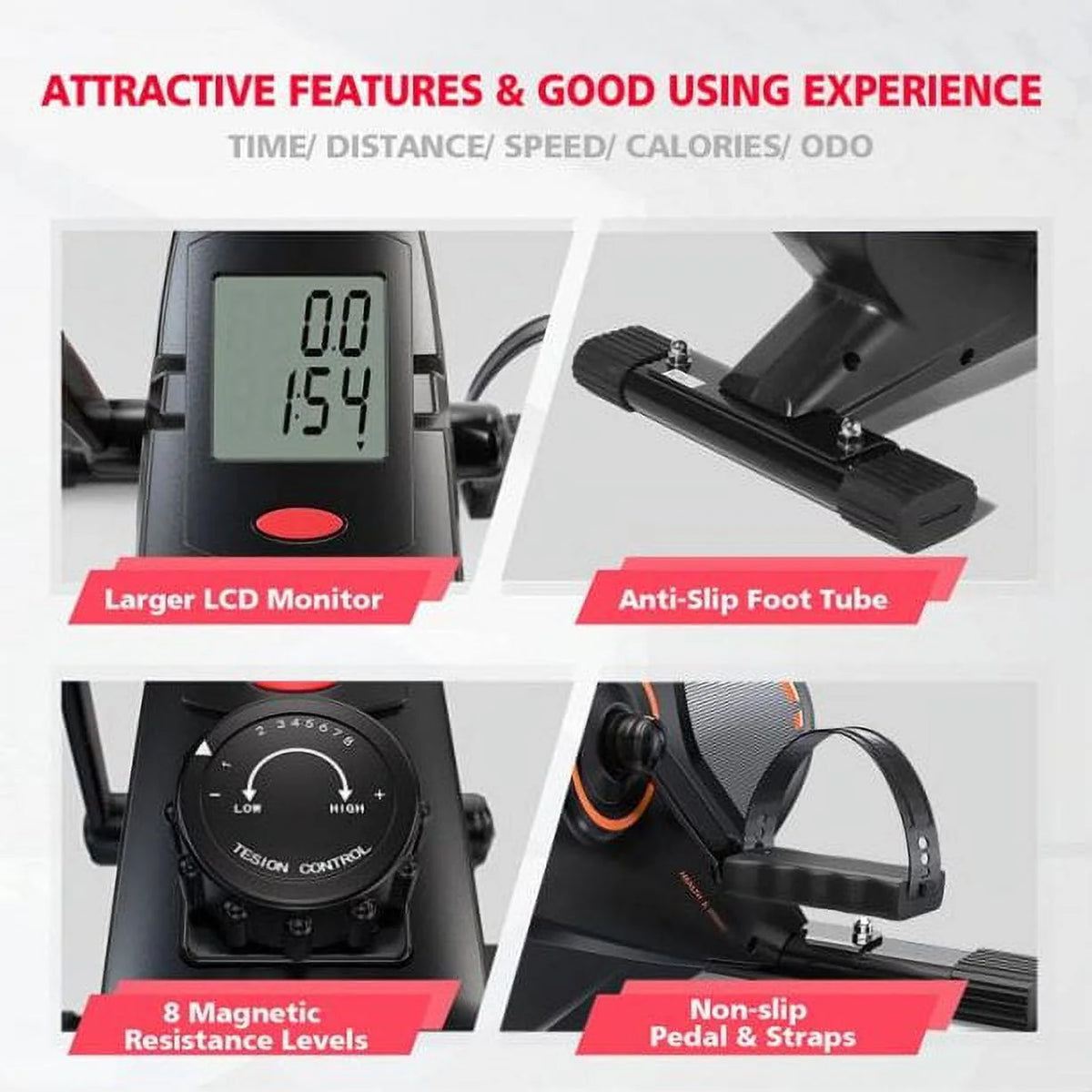 Under Desk Mini Exercise Bike Portable Magnetic Pedal Exerciser S92867