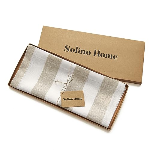 100% Pure Linen Black and Natural Table Runner 14 x 48 Inch J667725