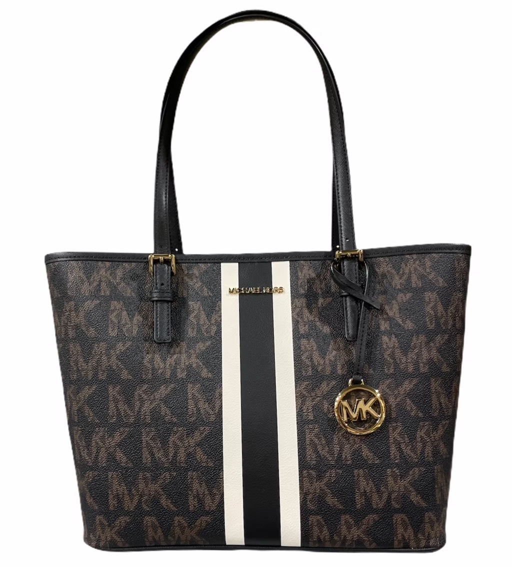 Black Brown Stripe Tote V30872