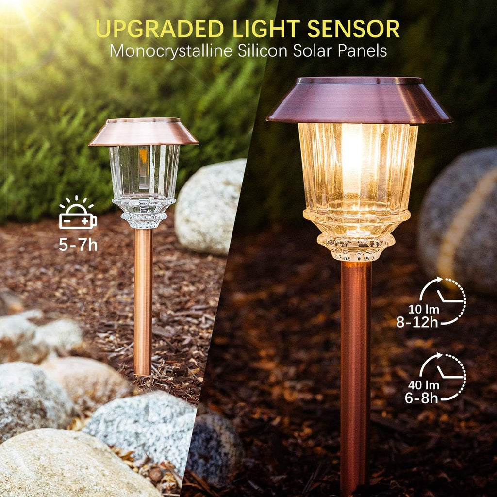 4 Pack Solar Pathway Lights Outdoor Waterproof IP65 Warm White LED Z867