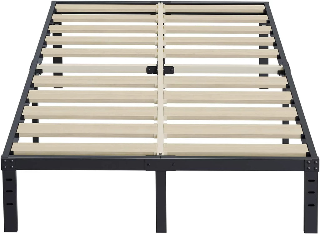 California King Bed Frame with Wood Slats and Underbed Storage X836