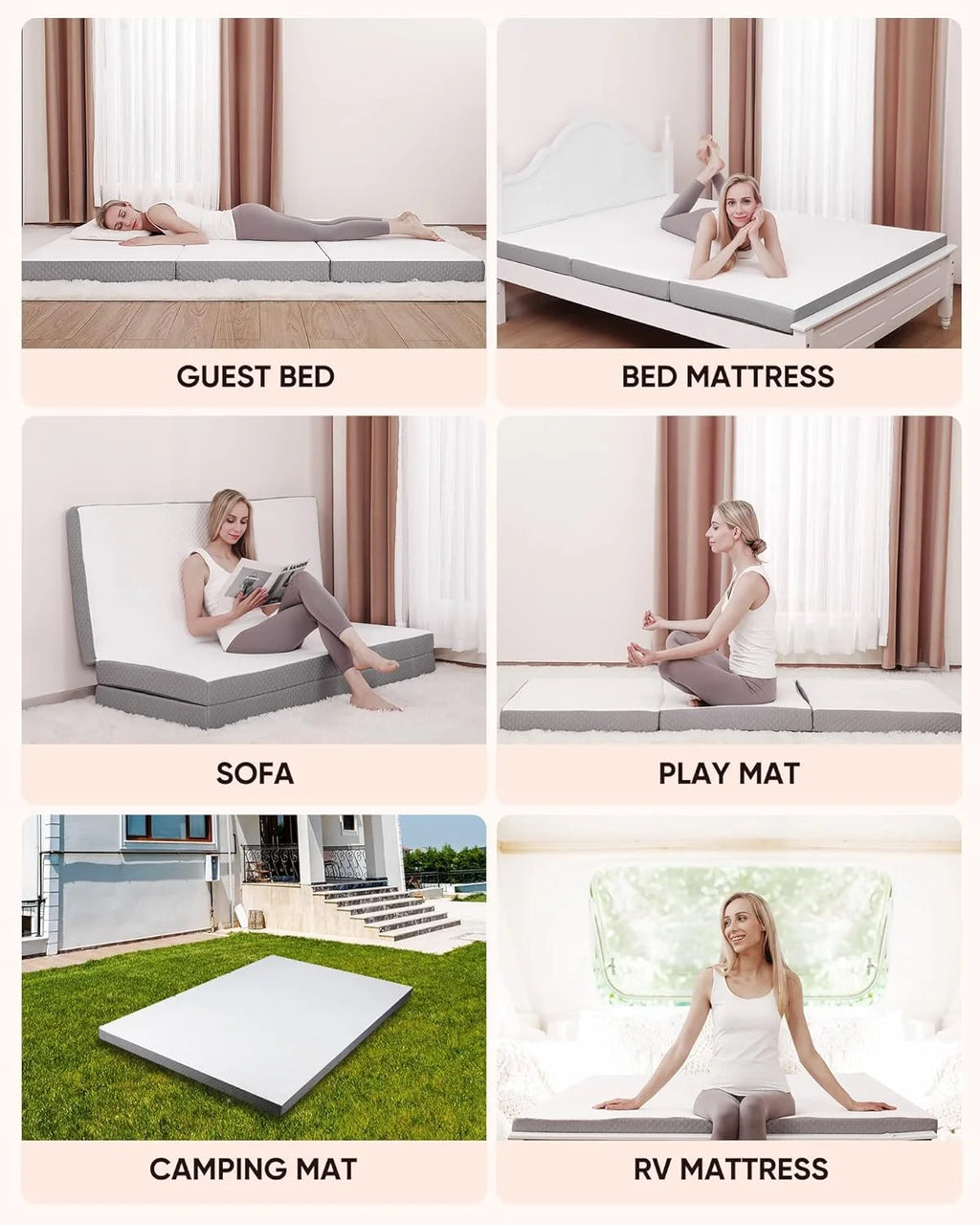 Queen Size 4 inch Foldable Memory Form Mattress with Storage Bag U988