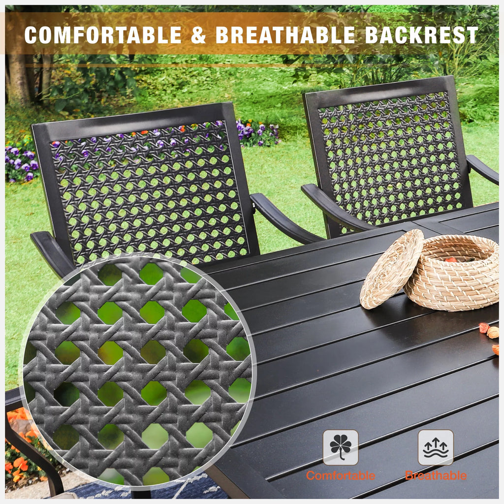 9 Piece Outdoor Patio Dining Set with Swivel Chairs and Expandable Table M934876