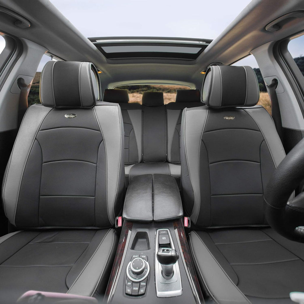 Faux Leather Full Set Car Seat Covers Blue/Black K904701