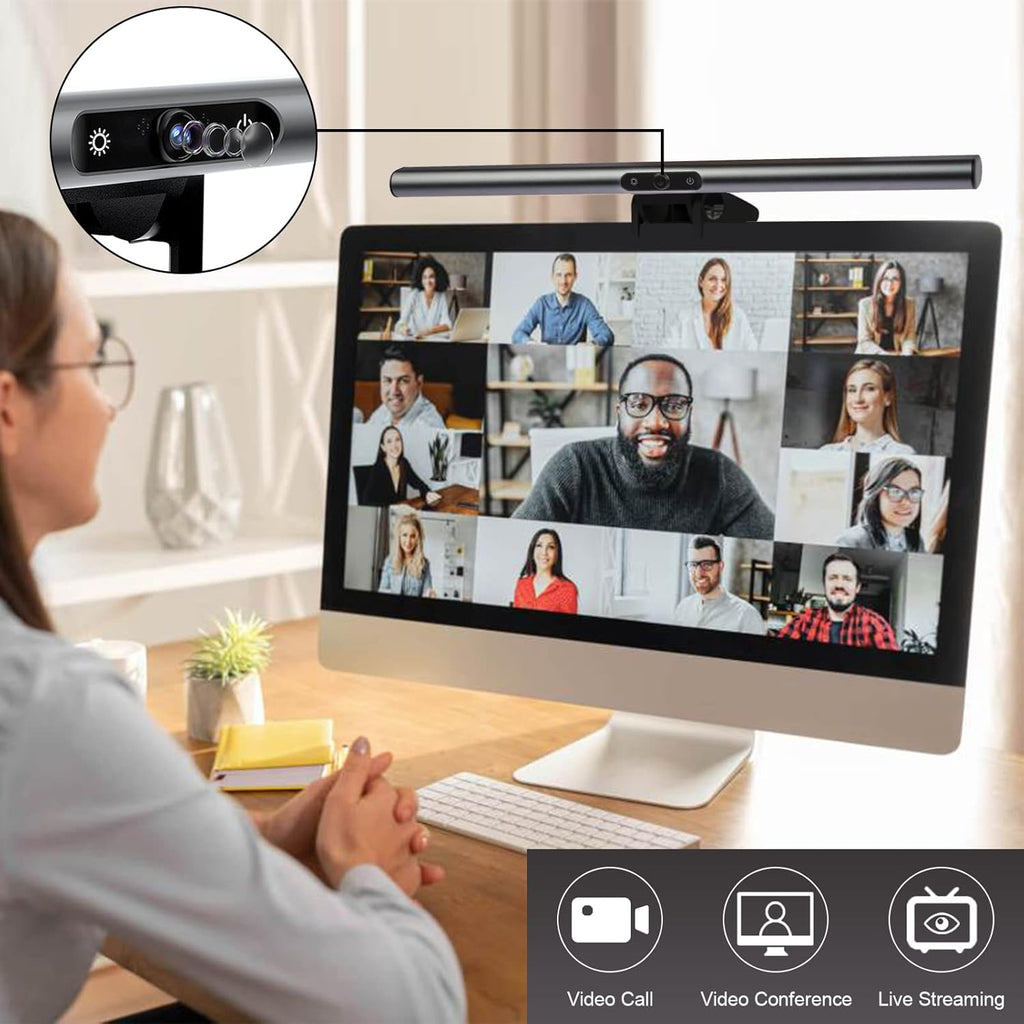 Monitor Light Bar with Webcam, USB Powered, Hue Adjustable, Touch Control L9564