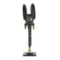 Hand-Carved Brown Wood and Aluminum Elephant Mask on Stand N351939