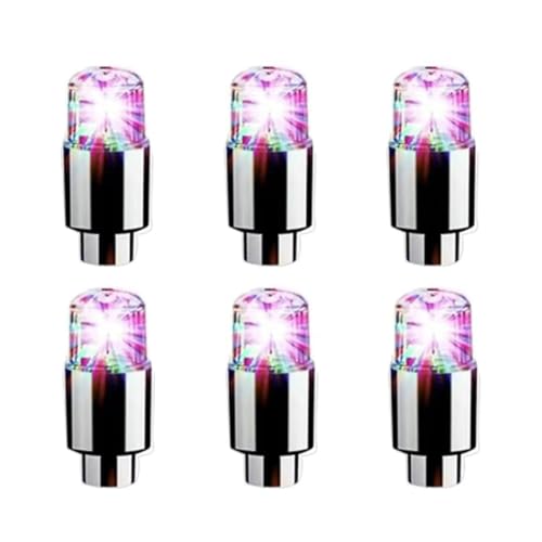 6 Pcs LED Car Wheel Valve Dust Cap Lights Y222810