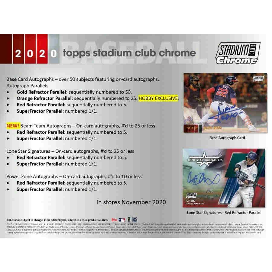 2020 Topps Stadium Club Chrome Baseball Hobby Box B6547
