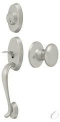 Brushed Nickel Handleset with Round Knob Entry S165