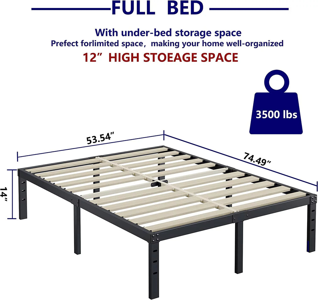California King Bed Frame with Wood Slats and Underbed Storage X836