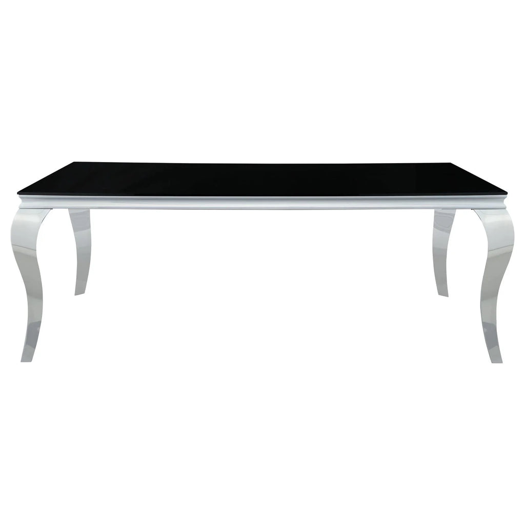 Rectangular Glass Top Dining Table Black and Chrome W4636