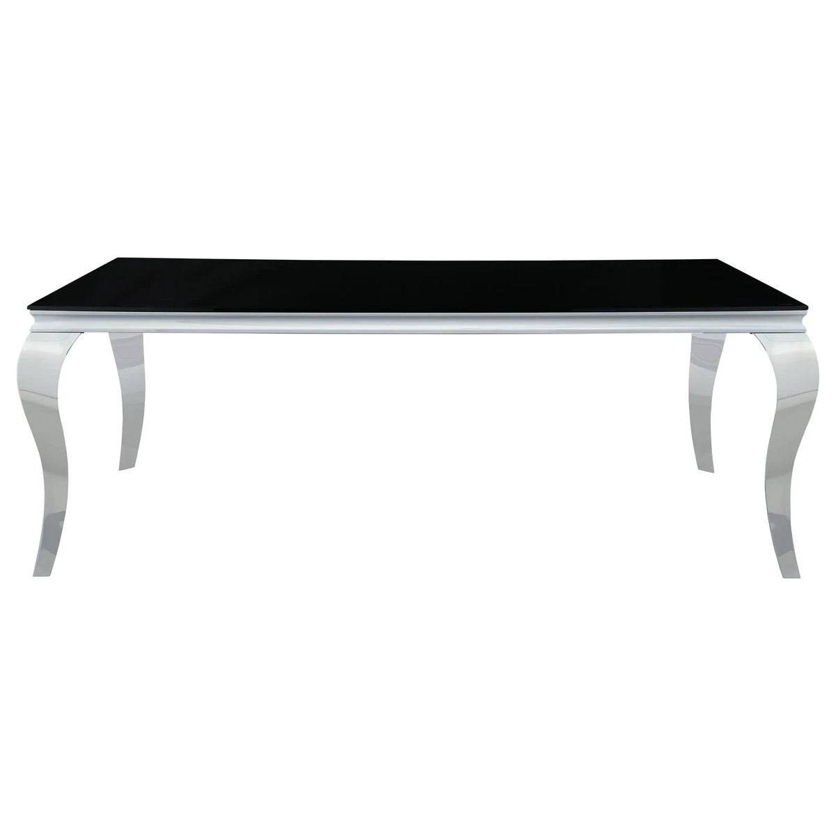 Rectangular Glass Top Dining Table Black and Chrome W4636
