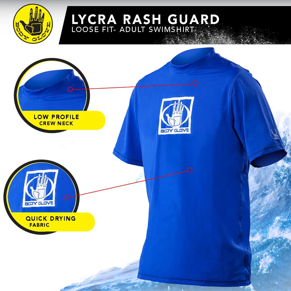 Blue Loose Fit Rash Guard Swimshirt O53287
