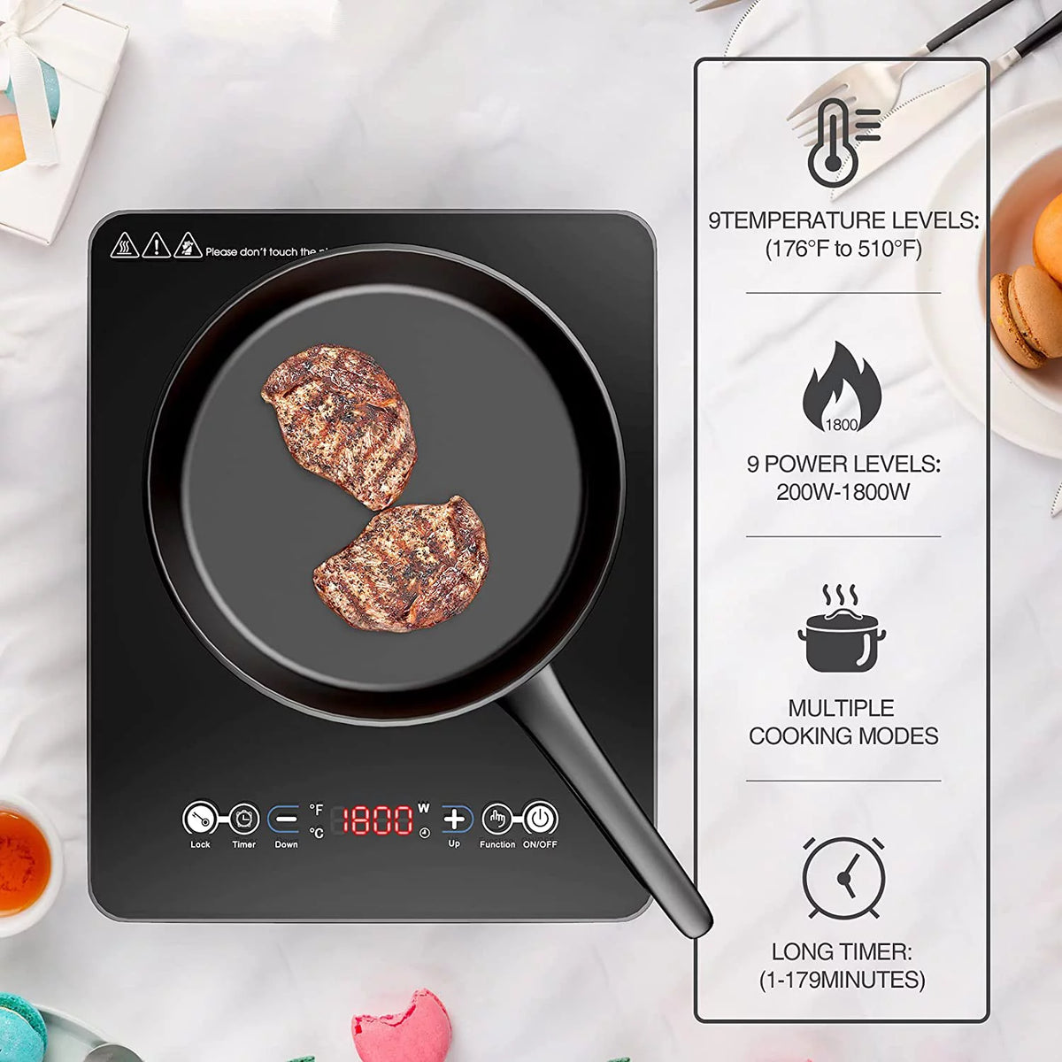 Portable Induction Cooktop Single Burner 1800W 120V with Plug R7309