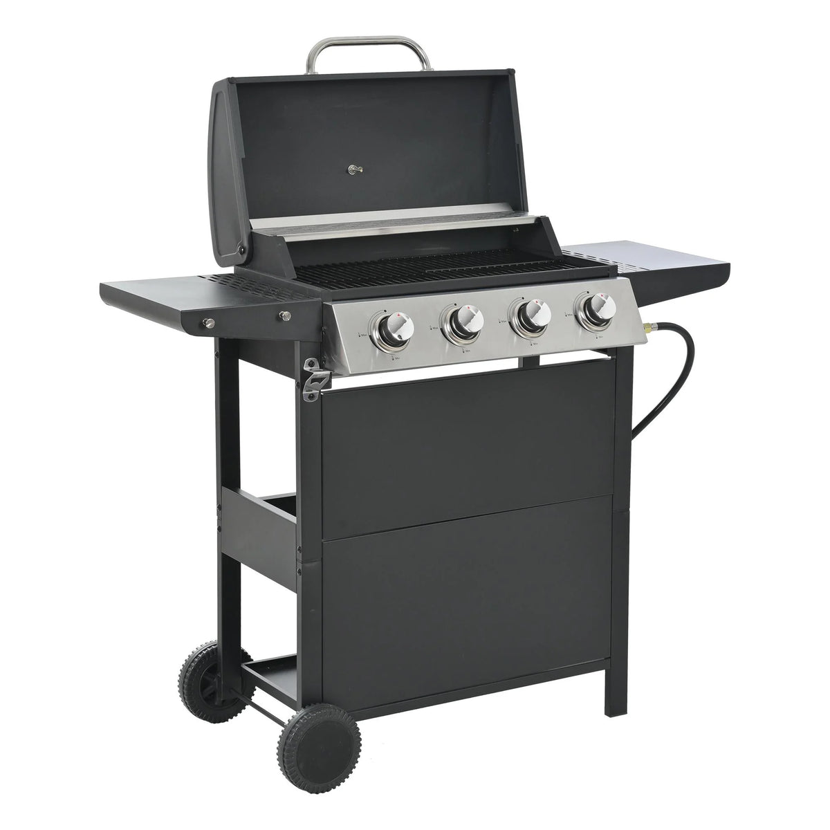 4 Burner Propane Gas Grill with Side Burner and Thermometer Q970