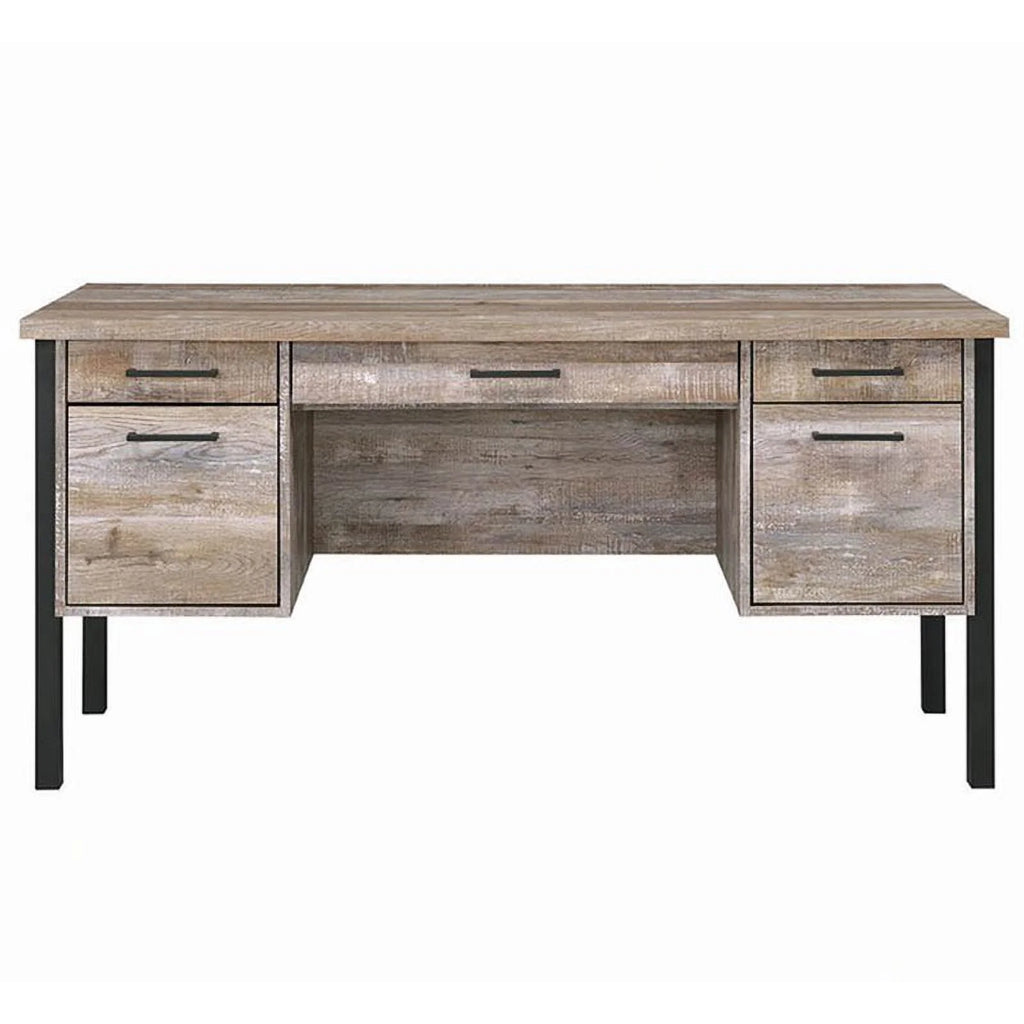 4-drawer Weathered Oak Office Desk Y5504
