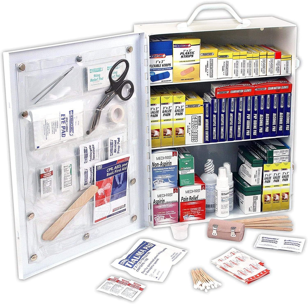 4 Shelf Extra Wide First Aid Cabinet, 1,063 Pieces Y50333