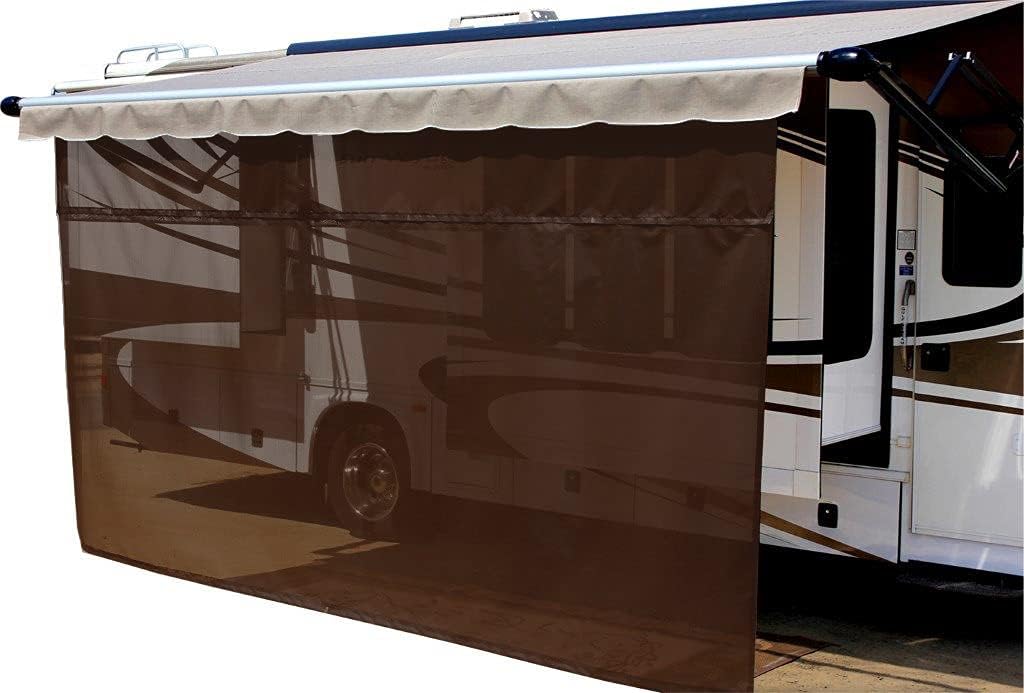 17' x 8' Brown Solar Mesh Sun Shade for RV Awning Q551298