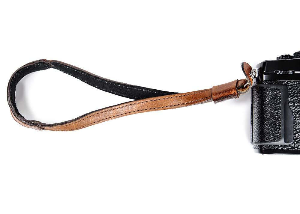 Antique Cognac Leather Camera Wrist Strap F210683